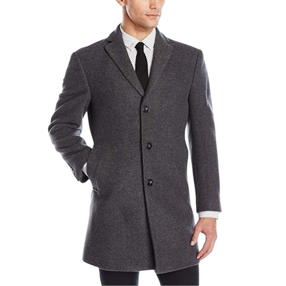 Calvin Klein Other - Calvin Klein Cashmere Wool Blend Charcoal Gray Mens Overcoat Dress Coat 40R